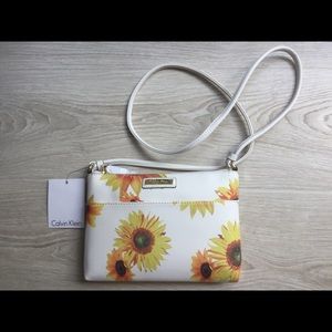 NWT Calvin Klein white sunflower Crossbody